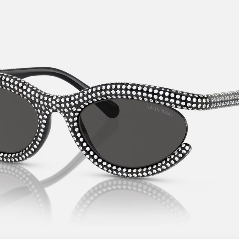 Swarovski crystal sunglasses -- Black, grey lenses, white crystals model SK6006